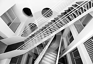 Labyrinth staircases - Black and White - maze staircase photo