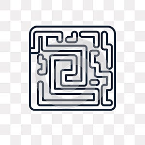 Labyrinth vector icon isolated on transparent background, linear