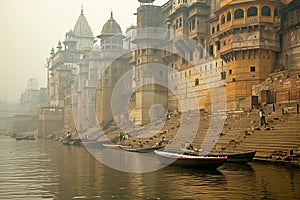 Labyrinthine Ancient varanasi city. Generate AI