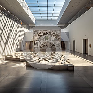 Labyrinthine Shadows: A Captivating Abstract Maze in Spacious Gallery