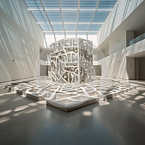 Labyrinthine Shadows: A Captivating Abstract Maze in Spacious Gallery