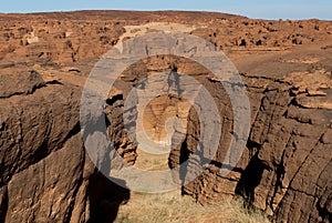 Labyrithe of rock formation called d`Oyo in Ennedi Plateau on Sahara dessert, Chad, Africa.