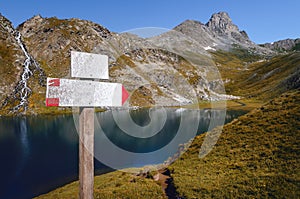 The Lac Bleu in Chianale, mountain lake in the italian alps of Cuneo, Piedmont