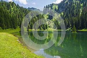 Lac de la Mouille, lake in Haute-Savoie region ,France. photo