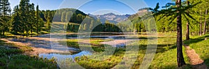 Lac de Roue lake in the Queyras Nature Park. Hiking site in the Alps, France