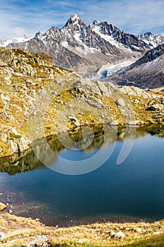 Lac des Cheserys And And Mountain Range - France