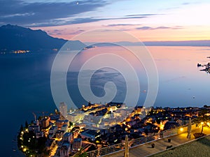 Lac Leman and Montruex at Dawn photo