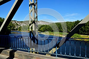 Lacave France - october 7 2023 : steel bridge