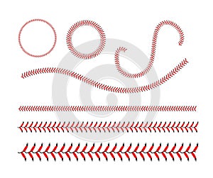 Lace from a baseball on a white background