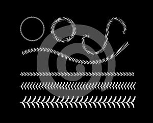 Lace from a baseball on a white background