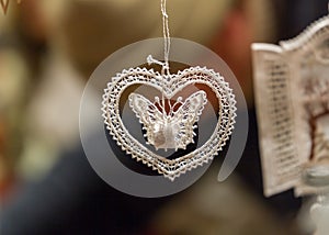 Lace butterfly Christmas ornament