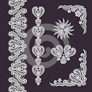 Lace Corners. Lace Vector Background.
