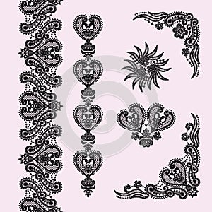 Lace Corners. Lace Vector Background.