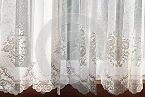 Lace curtain on the window