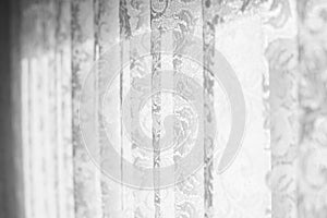 Lace curtains against a window with a sunny day. Wedding
