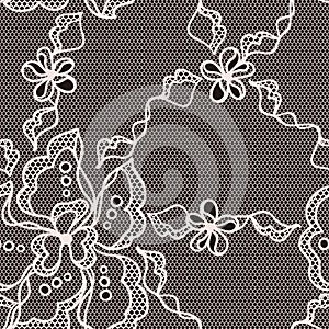 Lace fabric seamless pattern with abstract flowers