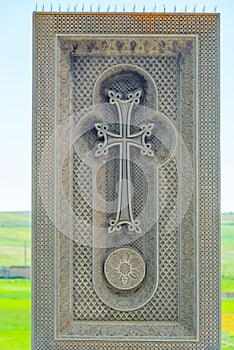 Lace fine work on stone Armenian khachkar