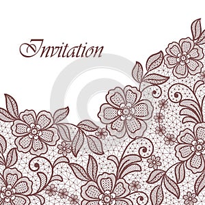 lace flowers invitation card