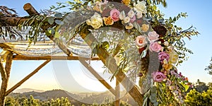 Lace and flowers on traditional Jewish Chuppah