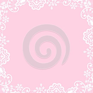 Lace frame on pink background