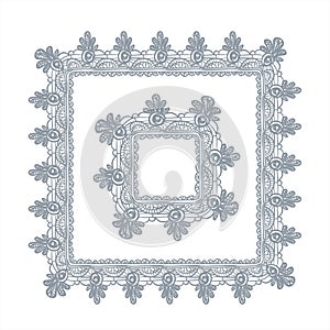 Lace frame vector decorative design element background hand drawn square