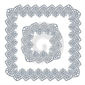 Lace frame vector decorative design element background hand drawn square