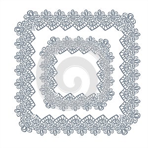 Lace frame vector decorative design element background hand drawn square