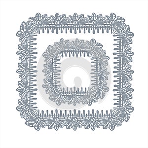 Lace frame vector decorative design element background hand drawn square