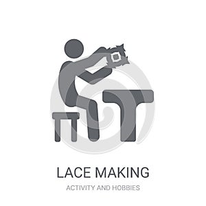 Lace making icon. Trendy Lace making logo concept on white background from Activity and Hobbies collection