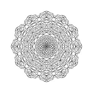 Lace mandala on white background. Round pattern for coloring book page