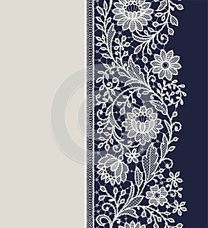 Lace ribbon vertical seamless pattern.