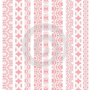 Lace ribbons vector fabric seamless pattern