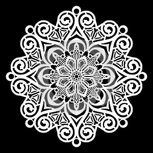 Lace round paper doily, lacy snowflake, greeting element, template for cutting plotter, laser cut template, doily to decorate t