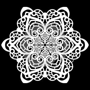 Lace round paper doily, lacy snowflake, greeting element, template for cutting plotter, laser cut template, doily to decorate t