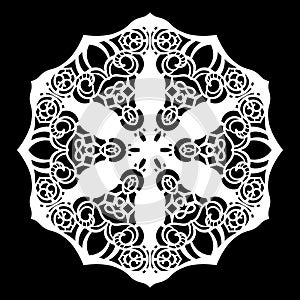 Lace round paper doily, lacy snowflake, greeting element, template for cutting plotter, round pattern, laser cut template