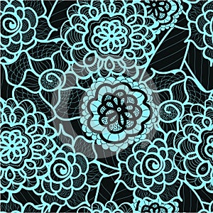 Lace seamless pattern with abstract elements. Vector floral background.