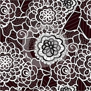 Lace seamless pattern with abstract elements. Vector floral background.