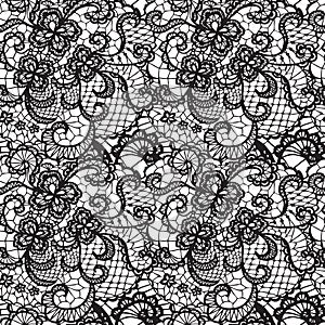 Lace seamless pattern with flowers photo