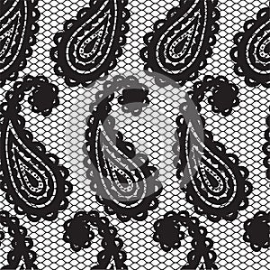 Lace seamless pattern with paisley