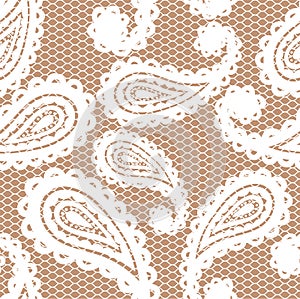 Lace seamless pattern with paisley