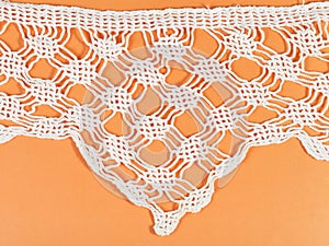 Lace valance embroidered by crochet close up