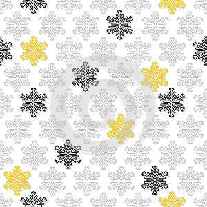 Lace yellow gray snowflakes on white