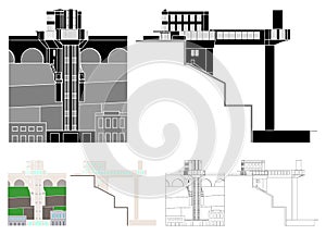 Lacerda Elevator colored and black fill.