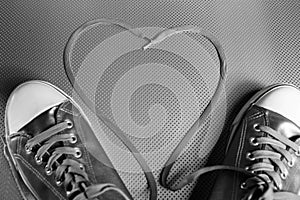 Laces of silver shoes