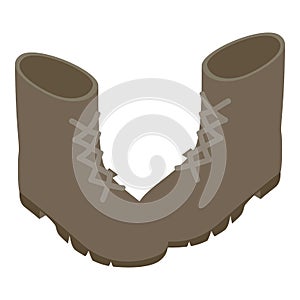 Laceup boots icon, isometric style photo