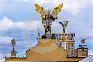 Laches Gate Saint Michael Berehynia Statues Maidan Kiev Ukraine