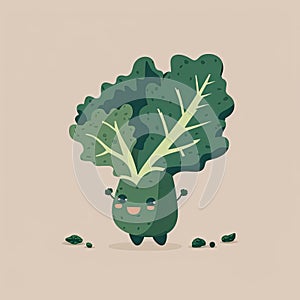 Lacinato Kale Vegetable Cute Playful Flat Icon by Generative AI