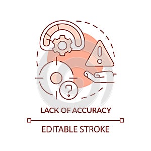Lack of accuracy red concept icon