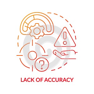 Lack of accuracy red gradient concept icon