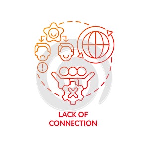 Lack of connection red gradient concept icon